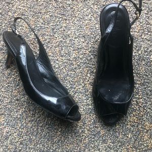 Cole Haan Black Leather Slingback Heels